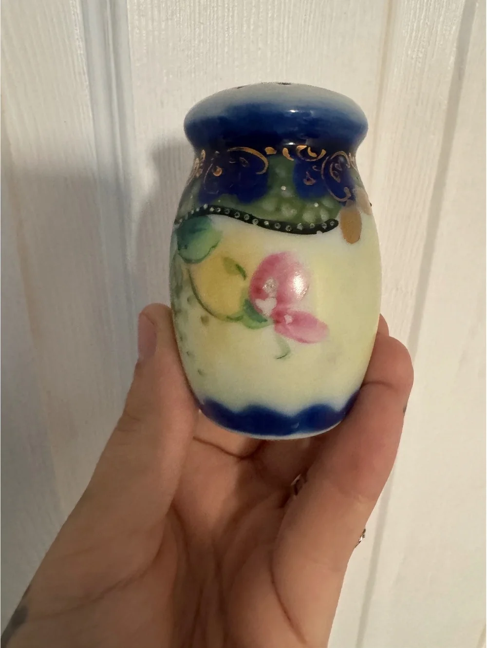 Vintage Hand-Painted Floral Ceramic Salt and Pepper Shakers